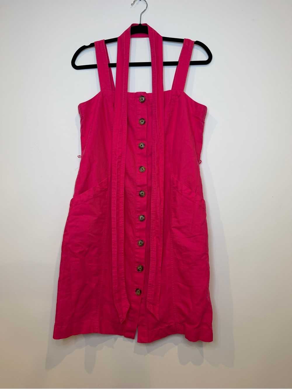 LOFT Hot Pink Button-Front Mini Sundress